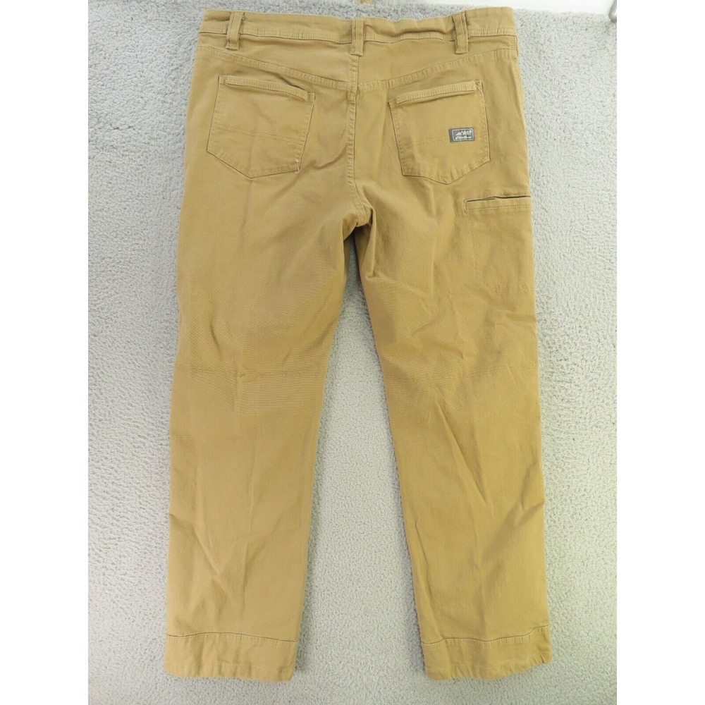 Eddie Bauer Pants 38x31 Brown Canvas Workwear Knee Reinforced Relaxed Baggy - Picture 6 of 12